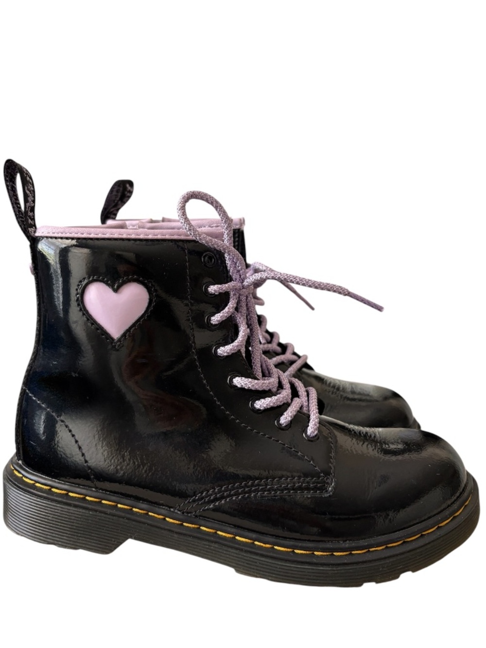Dr. Martens Junior 1460 Shimmer Heart Lace Up Boots Girls' Size 5 US Glam Grunge